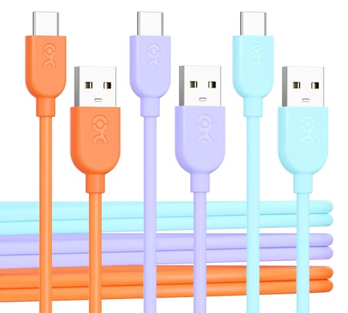 Cable Matters 3er-Pack flexibles USB A auf USB C Kabel 1,8m zum Schnellladen mit 3A (USB auf USB C Ladekabel) in Mehrfarbig, kompatibel mit iPhone 15/15 Pro/15 Plus, iPad Pro, Samsung Galaxy S23 von Cable Matters