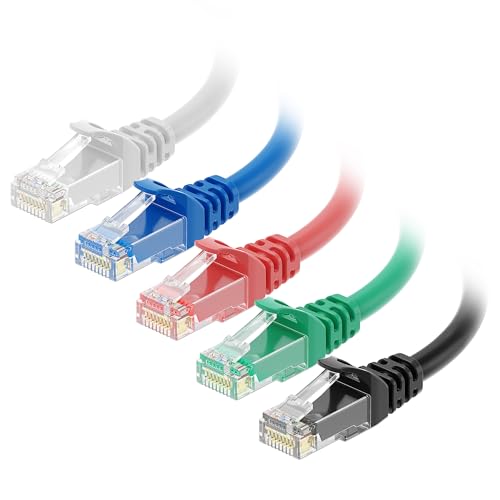 Cable Matters 5 STK. 10 Gigabit Cat 6 Lan Kabel kurz 1,5m (Cat 6 Ethernet Kabel, Cat 6 Wlan Kabel, Lankabel Cat6) in 5 Farben - Netzwerkkabel 1,5 Meter von Cable Matters