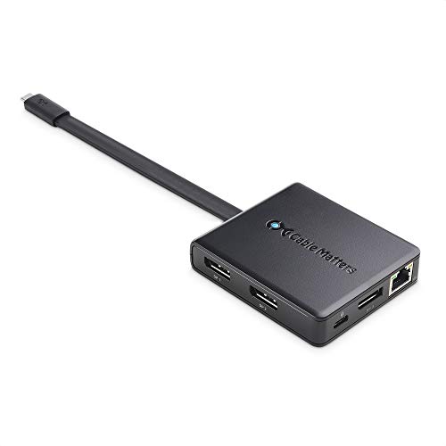 Cable Matters Dreifach Monitor USB C Hub (USB C Dock) mit 3X 4K DisplayPort, USB A und USB C, Gigabit Ethernet und 100W Ladung - Thunderbolt 3, USB4 und Thunderbolt 4 Port kompatibel für Windows von Cable Matters