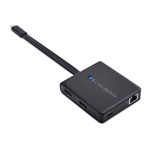 Cable Matters Dual Monitor USB C Hub (USB C Dock) mit 2X 4K HDMI, 2X USB 2.0, 480 Mbps Ethernet und 100W Aufladen - USBC, Thunderbolt 3, USB4, Thunderbolt 4 Port kompatibel für Windows von Cable Matters