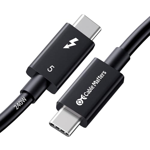 Cable Matters [Intel Certified] 80Gbps Thunderbolt 5 Kabel mit bis zu 120Gbps Bandbreitenverstärkung und 240W Ladeleistung in Schwarz - 1m, Kompatibel mit Thunderbolt 4, USB 4 und USB-C von Cable Matters