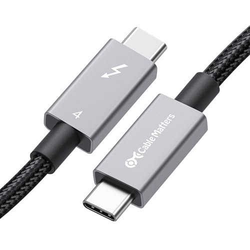 Cable Matters [Intel-zertif] Geflochtenes 40 Gbit/s Thunderbolt 4 Kabel 0,5m Schwarz, 240 W Ladeleistung und 8K Video - Vollständig kompatibel mit Thunderbolt 3, USB 4 für Apple MacBook Pro, iMac von Cable Matters