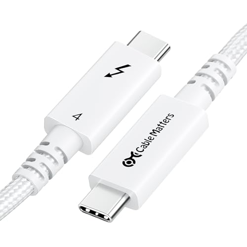 Cable Matters [Intel-zertifiziert] 40 Gbps Braided Active Thunderbolt 4 Kabel 2m, mit 100W Ladeleistung / 8K Video - Weiß – vollständig kompatibel mit Thunderbolt 3, USB 4 / USB4 / USBC-Port von Cable Matters