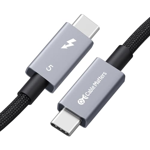 Cable Matters [Intel-zertifiziert] 80 Gbps geflochtenes Thunderbolt 5 Kabel mit bis zu 120 Gbps Bandbreitenverstärkung / 240W Ladeleistung in Schwarz, 1m, kompatibel mit Thunderbolt 4/3, USB4 / USB-C von Cable Matters