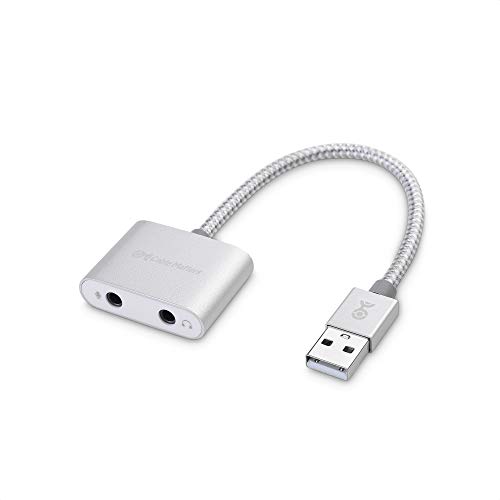 Cable Matters Premium-USB-C-Audio-Adapter-Soundkarte mit Umflechtung mit 3,5-mm-Kopfhörer- und Mikrofonbuchse für Laptops von Cable Matters