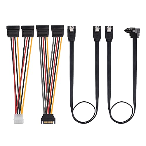 Cable Matters SATA Kabel SET SATA III Datenkabel und SATA Stromkabel Kit mit geraden und 90 Grad SATA 3 Kabel set, Power Splitter Adapter und Molex-Adapter in Schwarz Cable Matters SATA Kabel SET SATA III Datenkabel und SATA Stromkabel Kit mit geraden und 90 Grad SATA 3 Kabel set, Power Splitter Adapter und Molex-Adapter in Schwarz von Cable Matters