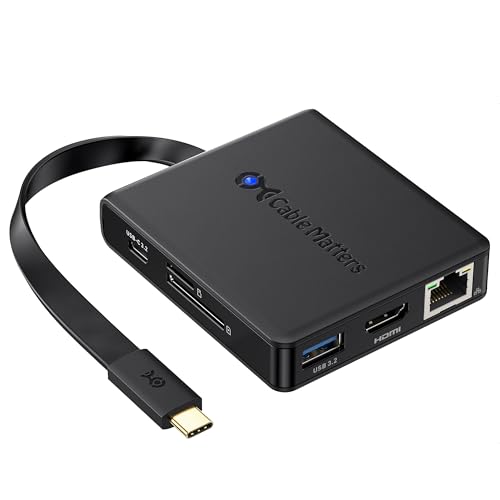 Cable Matters USB C Hub mit HDMI 4K@60Hz, 80W PD, UHS-I Kartenleser, 4X USB und Gigabit Ethernet (USB C HDMI Hub) - Thunderbolt 3/ Thunderbolt 4/ USB 4 Port kompatibel für MacBook Pro und Surface von Cable Matters
