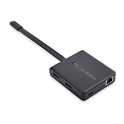 Cable Matters USB-C Multiport Adapter mit Dual HDMI und Power Delivery (Thunderbolt 3 Port kompatibel) schwarz von Cable Matters