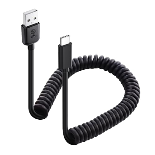 Cable Matters USB zu USB C Spiralkabel mit 3A/15W Schnellladung 0,3-1,2m, Apple CarPlay Kabel, Android Auto Kabel, Spiralkabel USB A zu USB C, für iPhone 16 pro Max, Galaxy S23, iPad von Cable Matters
