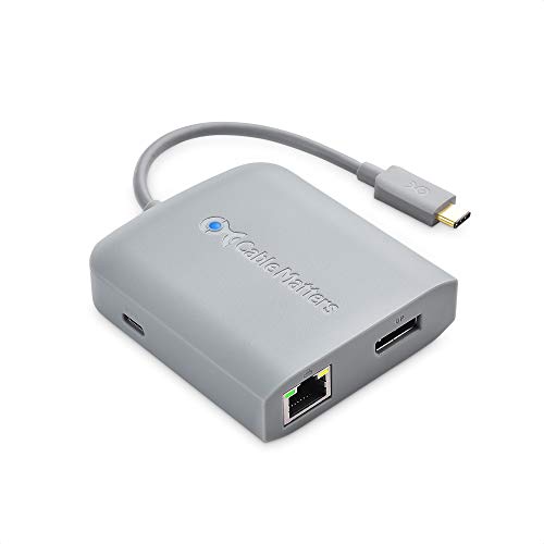 [Funktioniert mit Chromebook Certified] Cable Matters USB C Hub DisplayPort (USB C Multiport Adapter DP, USB C Dock DP) mit 4K DisplayPort, 2X USB 2.0, 100Mbps Ethernet und 60W PD in Grau von Cable Matters