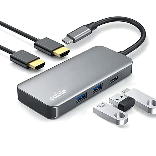 5 in 1 USB C HUB Dockingstation USB-C auf HDMI X2, USB 3.0 X2 und USB C X1 USB C Adapter mit 5 Ausgängen, kompatibel mit allen USB-C Geräten wie Macbook, Laptop, iPad usw von Cable Technologies