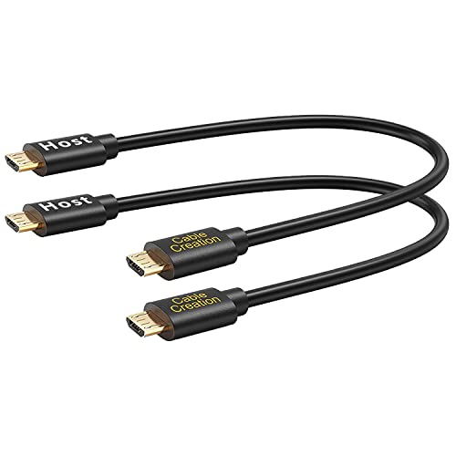 CableCreation 2 Stück Micro USB auf Micro USB Kabel，Micro USB Stecker auf Micro USB Stecker, OTG Kabel (kompatibel DJI Fernbedienung), Engergieaustausch Kabel, kurz USB OTG Adapter, 0,2 M/schwarz von CableCreation