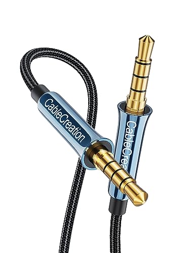CableCreation 3.5 MM TRRS Audiokabel, 4-poliges Aux-Kabel Stecker auf Stecker (3FT/0.9M, Hi-Fi) 1/8 Zoll geflochtene Aux-Stereo-Buchse, Kompatibel mit Kopfhörer, Auto, Telefon, Lautsprecher, Bule von CableCreation