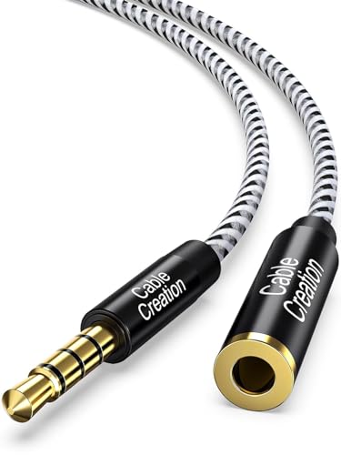CableCreation 3.5mm Kopfhörer-Verlängerungskabel (6FT/1.8M), 4Pole TRRS männlich zu weiblich Aux-Kabel mit Mikrofon, 1/8 Stereo-Audiokabel für Telefone, Kopfhörer, Lautsprecher, Tablets, schwarz. von CableCreation
