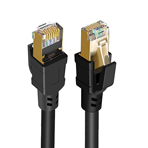 CableCreation Cat 8 Netzwerkkabel 3m, 40 Gigabit 2000 MHz SFTP Internet Ethernet Kabel, LAN Kabel Winkelstecker für Modem, Router, PS3, PS4, Xbox, 10FT(10 Fuß)/ Schwarz, von CableCreation