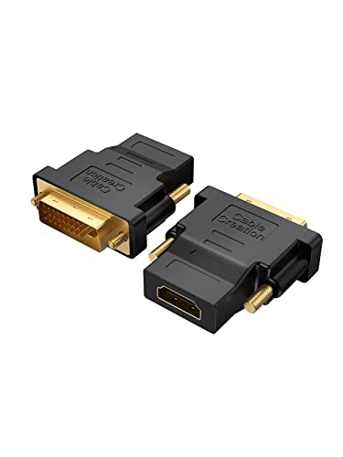 CableCreation DVI HDMI Adapter, [2-Pack] Bidirektionaler DVI-Stecker auf HDMI-Buchse Konverter Unterstützt 1080P, 3D, HDMI zu DVI Adapter für PS3/PS4, TV-Box, Blu-ray, Projektor, HDTV usw. Schwarz von CableCreation