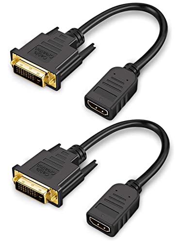 CableCreation HDMI auf DVI Kabel, 0,15m Bidirektional HDMI-Buchse auf DVI (24+1) Stecker-Adapterkabel, HDMI DVI Konveter, Unterstützung 1080P, 3D, Vergoldete, 2 Stück 0,5Ft/Schwarz von CableCreation