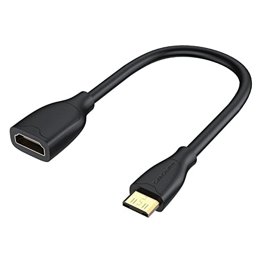 CableCreation Mini HDMI Adapter 4K60Hz Mini HDMI auf HDMI Adapter, 15cm Mini-HDMI Stecker zu HDMI Buchse Unterstützt Full HD,3D,für Kamera,Camcorder,Laptop,Tablet,Projektor,Schwarz von CableCreation