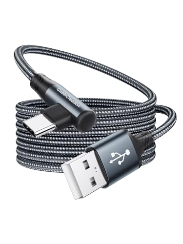 CableCreation Rechtwinkliges USB C Kabel 3.3FT, USB zu USB C Kabel 90 Grad Nylon geflochten 3A USB C Ladekabel für Car Carplay, iPhone 15, Galaxy S24/S23, MacBook, iPad Mini 6, iPad Pro 2020, Switch von CableCreation