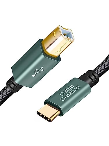 CableCreation USB B auf USB C Druckerkabel 6.6 FT/2M, USB 2.0 B zu USB C Druckerkabel für MacBook Pro/Air, USB C MIDI Kabel für Yamaha Casio Digital Piano MIDI Controller DJ Controller, grün von CableCreation