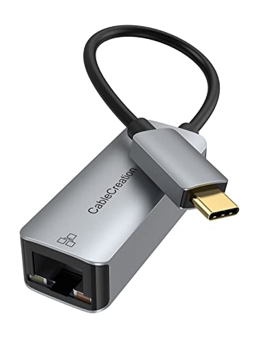 CableCreation USB C Ethernet Adapter,RJ45 Gigabit Adapter Thunderbolt Netzwerkadapter Kompatibel mit MacBook Pro,iPad Pro,Surface Pro8/7,GalaxyTab S8/S7,Switch(NS) und Steam Deck, Space Gray von CableCreation