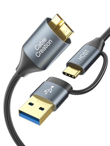 CableCreation USB C Festplattenkabel, 5Gbps USB A/C auf Micro B Kabel, USB 3.0 Kabel kompatibel mit WD, Externe Festplatten und Kameras (1.2m) von CableCreation