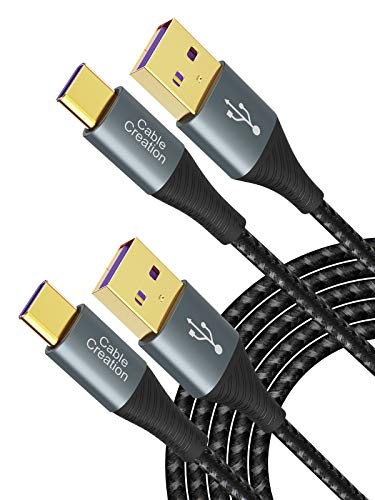 CableCreation USB C Kabel kurz 1M, [2 Pack] USB C Kabel 5A, Geflochtene USB Typ C Schnelllade Ladekabel Datenkabel für Huawei P30/P40，Xiaomi 9/10,kompatibel mit Huawei Super Charge und FCP Protokoll. von CableCreation