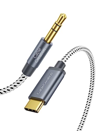 CableCreation USB C auf 3,5-mm-Audio-Aux-Kabel (1,2M/4FT), Typ C auf Aux-Männlich-Kopfhörer Auto 1/8-Stereo-Zusatzkabel für Samsung Galaxy S23 S22 Ultra Note 20 10 Plus, iPad Pro Air, Pixel, Grau von CableCreation