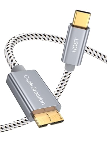 CableCreation USB C auf Micro USB 3.0, USB 3.1 Typ C auf USB Micro-B(Gen2/10Gbps) Kabel, USB C zu Micro B 3.0 Kabel, USB C Verbindungskabel für Apple Macbook Pro, Chromebook Pixel, HDD usw, 30cm/Grau von CableCreation
