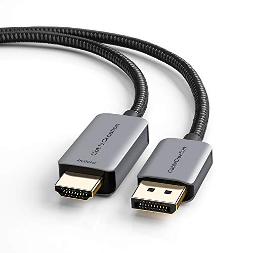 CableCreation aktives DP auf HDMI Kabel, HDR 4K@60Hz 2K@144Hz 1080p@144Hz, unidirektionales DisplayPort zu HDMI kabel, DP 1.4 auf HDMI 2.0, geflochten, unterstützt Eyefinity Multi Display, Aluminium von CableCreation