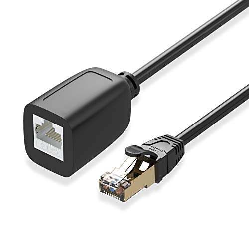 Cat8 Ethernet-Verlängerungskabel, RJ45, geschirmt, Stecker auf Buchse, Hochgeschwindigkeits-Verlängerungskabel, 40 Gbit/s, 2000 MHz, FTP-Patchkabel, UV-beständig, wetterfest, Verlängerungskabel, 3M von CableCreation