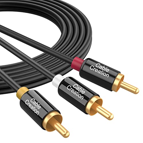 Cinch Kabel 3M, CableCreation 3xRCA Stecker auf 3xRCA Stecker, Video-Audio-AV Y-Splitter-Kabel Kompatibel mit Set-Top-Box, Lautsprecher, Verstärker, DVD-Player usw. 24K Vergoldetem Anschluss/10FT von CableCreation