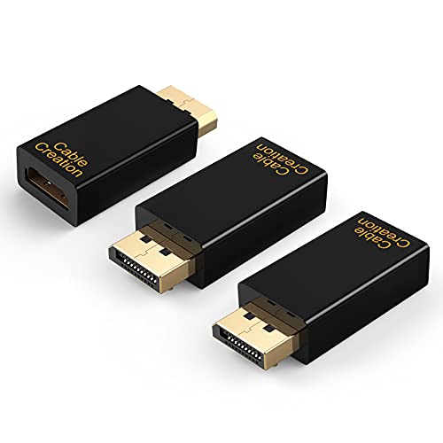 CableCreation Displayport auf HDMI Adapter, 3-Stück 1080P 4K 3D Vergoldeter DP zu HDMI Konverter, DisplayPort Stecker auf HDMI Buchse Adapter, 1.4V von CableCreation