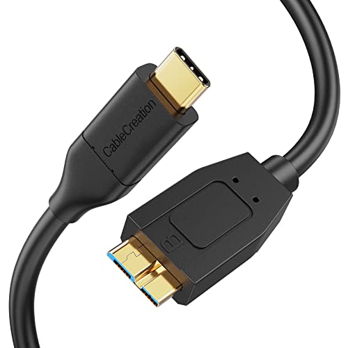 USB 3.0 Micro B auf USB C, CableCreation USB 3.1 Typ C auf USB Micro B 3.0 Kabel (Gen2/10Gbps), Externe Festplatten Kabel Kompatibel mit MacBook (Pro), Thunderbolt Anschlüssen, HDD usw, 0.3M Schwarz von CableCreation