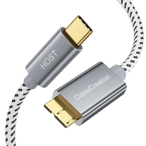 USB C bis Micro b 3.0 (Gen2/10G), CableCreation 1m Micro USB 3.1 Typ C Kabel für Apple MacBook (Pro), Galaxy S9/S9 +, HDD Externe Festplatte Treiber & mehr, Gray[1M/3ft] von CableCreation