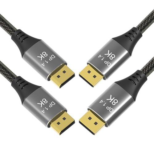 CABLEDECONN DisplayPort-Kabel 1.4, 2 Stück, 1,5 m, 1,5 m, DP-Kabel, Ultra HD 8K @ 60 Hz, 4K @ 144 Hz, High Speed 32,4 Gbit/s HDCP 3D Slim und flexibles DP zu DP Kabel für HDTVs, Displays, Monitore, von CableDeconn