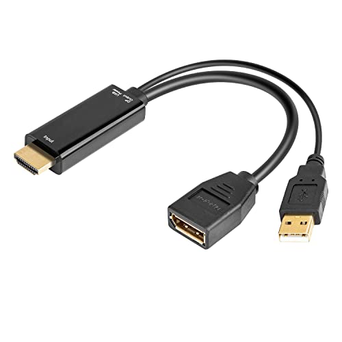 CABLEDECONN HDMI-Kabel auf DisplayPort DP, HDMI 3840 x 2160 UHD 4K Stecker auf DisplayPort DP Buchse, mit USB-Konverter für Desktop-Monitore, 15 cm von CableDeconn