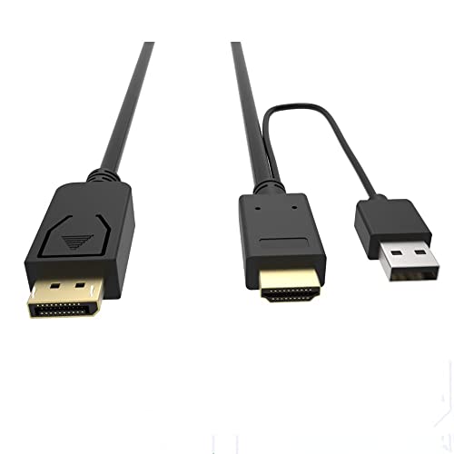 CABLEDECONN HDMI auf DisplayPort DP-Kabel, HDMI 3840 x 2160 UHD 4 K auf DisplayPort DP mit USB-Konverterkabel für Laptop-, Desktop-Monitore (2 m) von CableDeconn