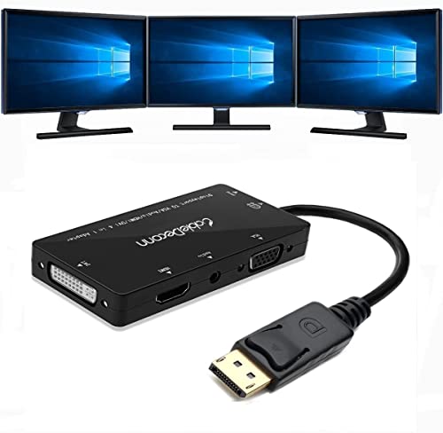 CableDeconn 4-in-1 Multifunktions-Displayport auf HDMI/DVI/VGA Adapterkabel mit Micro-USB Audio-Ausgang, Stecker auf Buchse, Konverter, unterstützt 3 Monitore gleichzeitig CableDeconn 4-in-1 Multifunktions-Displayport auf HDMI/DVI/VGA Adapterkabel mit Micro-USB Audio-Ausgang, Stecker auf Buchse, Konverter, unterstützt 3 Monitore gleichzeitig von CableDeconn