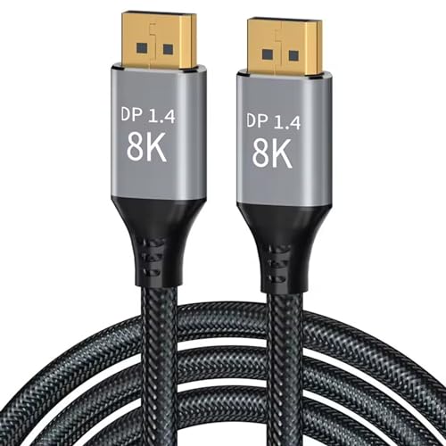 CableDeconn 5M 16.5FT DisplayPort-Kabel Ultra HD 8K 4K DP 1,4 8K@60Hz 4K@144Hz Hochgeschwindigkeits-HDCP 3D mit 32,4Gbit/s Schlankes und Flexibles DP-zu-DP-Kabel von CableDeconn