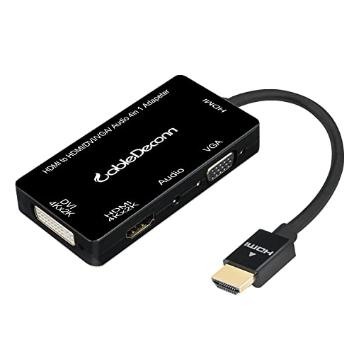 CableDeconn E0405 Black Multiport 4-in-1 HDMI zu HDMI DVI 4K VGA mit Konverter Kabel Audio Ausgang Adapter von CableDeconn