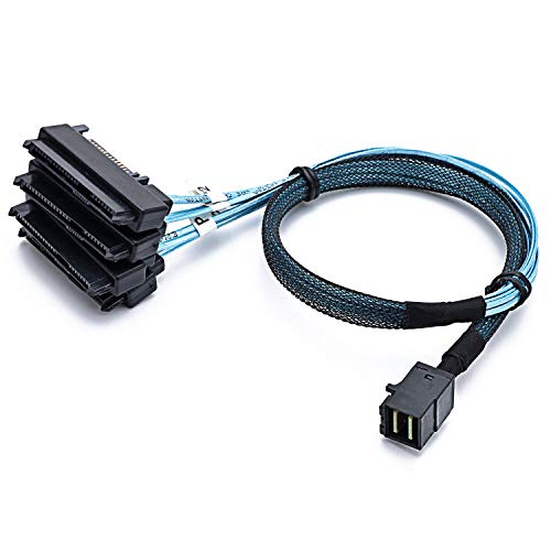 CableDeconn SFF-8643 interne Mini SAS HD auf (4) 29pin SFF-8482 Stecker mit SAS 15pol Power Port 12 GB/s Kabel (1m) von CableDeconn