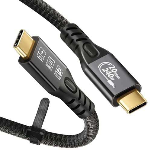 CableDeconn USB C Ladekabel USB3.2 4K 240W 1M 3.3FT Verlängerungskabel Thunderbolt 3 Gerade 20Gbps Daten 48V 5A 4K@60Hz Ultra HD Video Kabel kompatibel mit Macbok M1 M2 M3 von CableDeconn