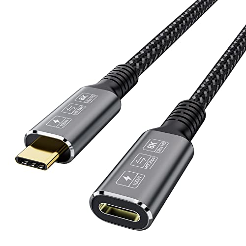 CableDeconn USB4 8K Kabel 0.8M Thunderbolt 4 Verlängerungskabel Typ-c Stecker auf Buchse Konverter Ultra HD 8K@60Hz 100W Aufladung 40Gbps Datenübertragung Kompatibel mit Externen SSD eGPU von CableDeconn