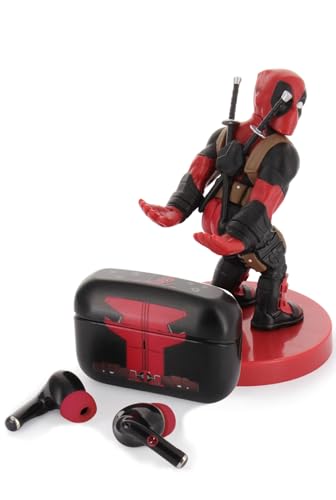 Guys Buds Pro Bundle - Marvel Deadpool Buds Pro Bundle Wireless Earbuds Small Tech Accessories & Phone Holder/Stand for Phone (iPhone, Samsung, Google Pixel) von Cableguys