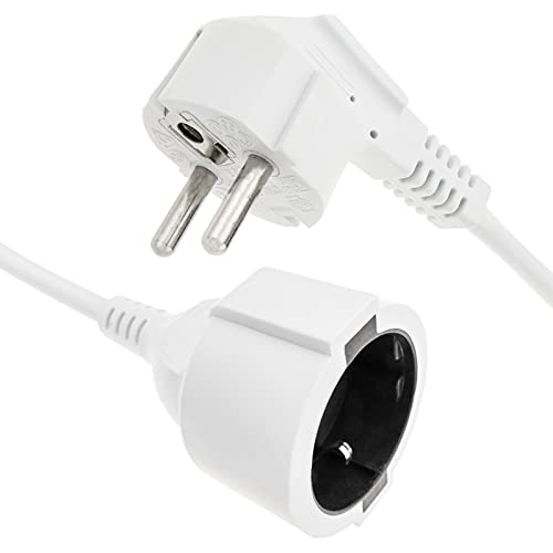 BeMatik - Elektrokabel Extender Schuko männlich zu weiblich 3 m weiß von Cablematic