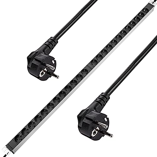 Cablematic - Steckdosenleiste Schutzkontakt Rackmontage PDU Rack 19" 1HE 24 Schuko Aluminium vertikal Cablematic - Steckdosenleiste Schutzkontakt Rackmontage PDU Rack 19" 1HE 24 Schuko Aluminium vertikal von Cablematic