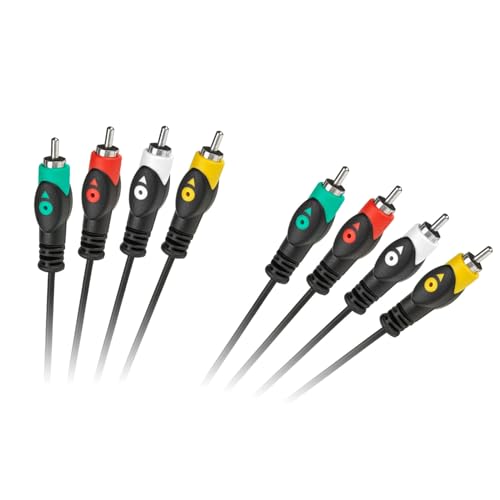 Cabletech 4RCA-zu-4RCA Kabel 1,8 m | AV-Cinch-Kabel für Audio und Video | Farblich markiert | Kompatibel mit DVD TV Verstärker Konsole | Modell KPO3906-1.8 | Schwarz | Langlebig Cabletech 4RCA-zu-4RCA Kabel 1,8 m | AV-Cinch-Kabel für Audio und Video | Farblich markiert | Kompatibel mit DVD TV Verstärker Konsole | Modell KPO3906-1.8 | Schwarz | Langlebig von Cabletech