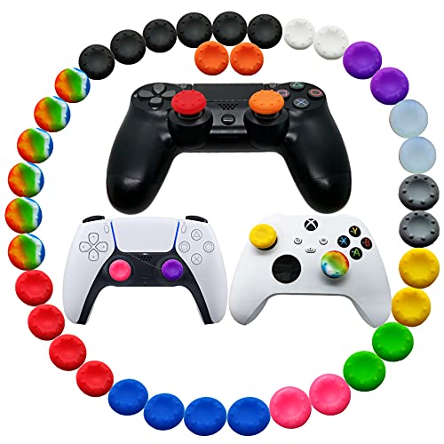 36 Stück Joystick-Griff für PS5 PS4 Controller, Silikon-Daumengriffe, Abdeckung Analog-Stick für Playstation 5, Playstation 4 Controller, Xbox 360, Xbox One Controller (A) von Cabuas