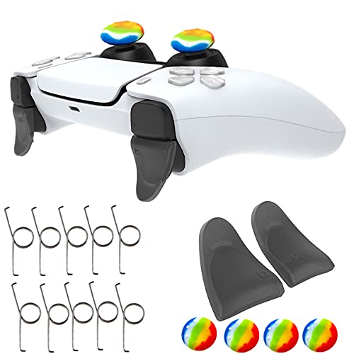 Zubehör-Set für PS5 DualSense Controller, Federauslöser + Silikon-Daumengriffe, Joystick-Kappen + L2 R2 Trigger Extender für Playstation 5 Controller (Nr. 1) von Cabuas